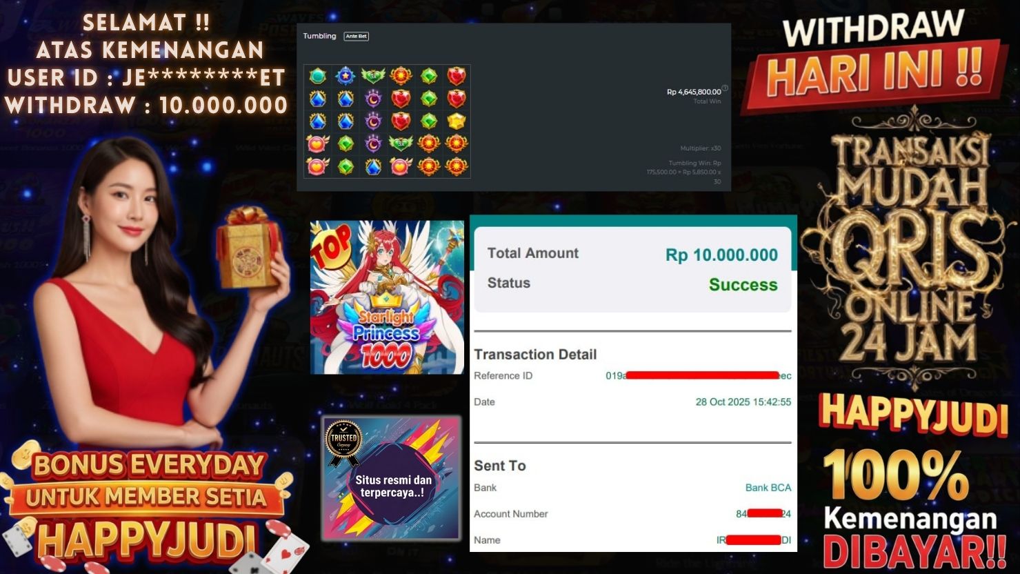 HAPPYJUDI JACKPOT SLOT STARLIGHT PRINCESS 1000